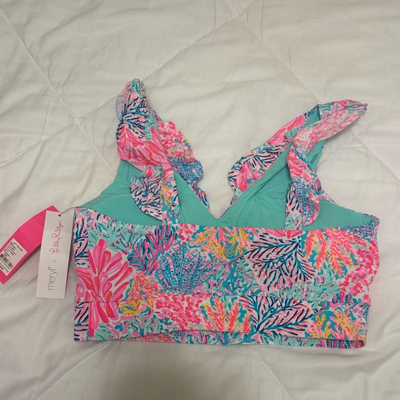 NWT Lilly Pulitzer Ruffle Sleeve Sports Bra - Picture 2 of 3